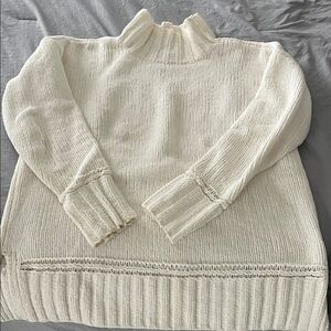 LOFT Cream Cowl Neck Sweater